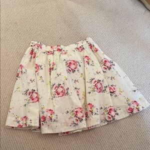 Bonpoint Cream Floral Gathered Skirt with Pink Roses